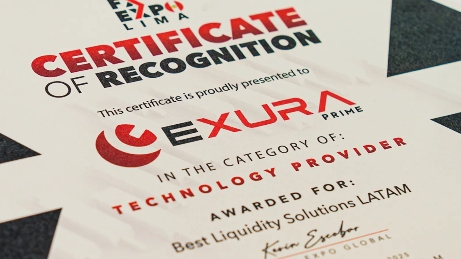 Exura Prime Platinum Sponsor stand at FX Expo Global Lima, November 2025